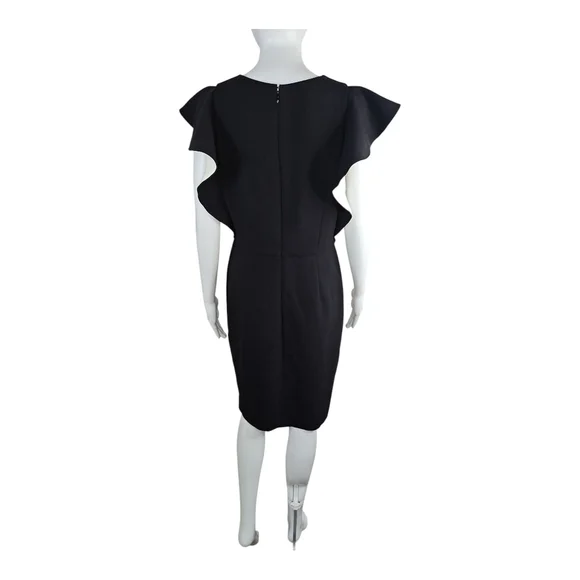 Ann Taylor Black Sheath Formal Knee Length Dress Sz. 8 Women's Regular - Picture 3 of 4